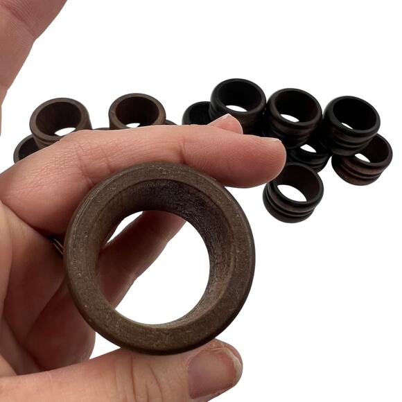 Vintage Wooden Napkin Rings 2 Sets MidCentury Modern Style Handmade Look - Picture 6 of 11